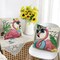 Hello Summer Vibes Flamingo Decorative Throw Pillow Covers 18 x 18 Set of 4, Stay Awhile Tropical Hawaii Palm Leaves Porch Outdoor Home Decor, Swim Ring Plaid Farmhouse Couch Cushion Case
